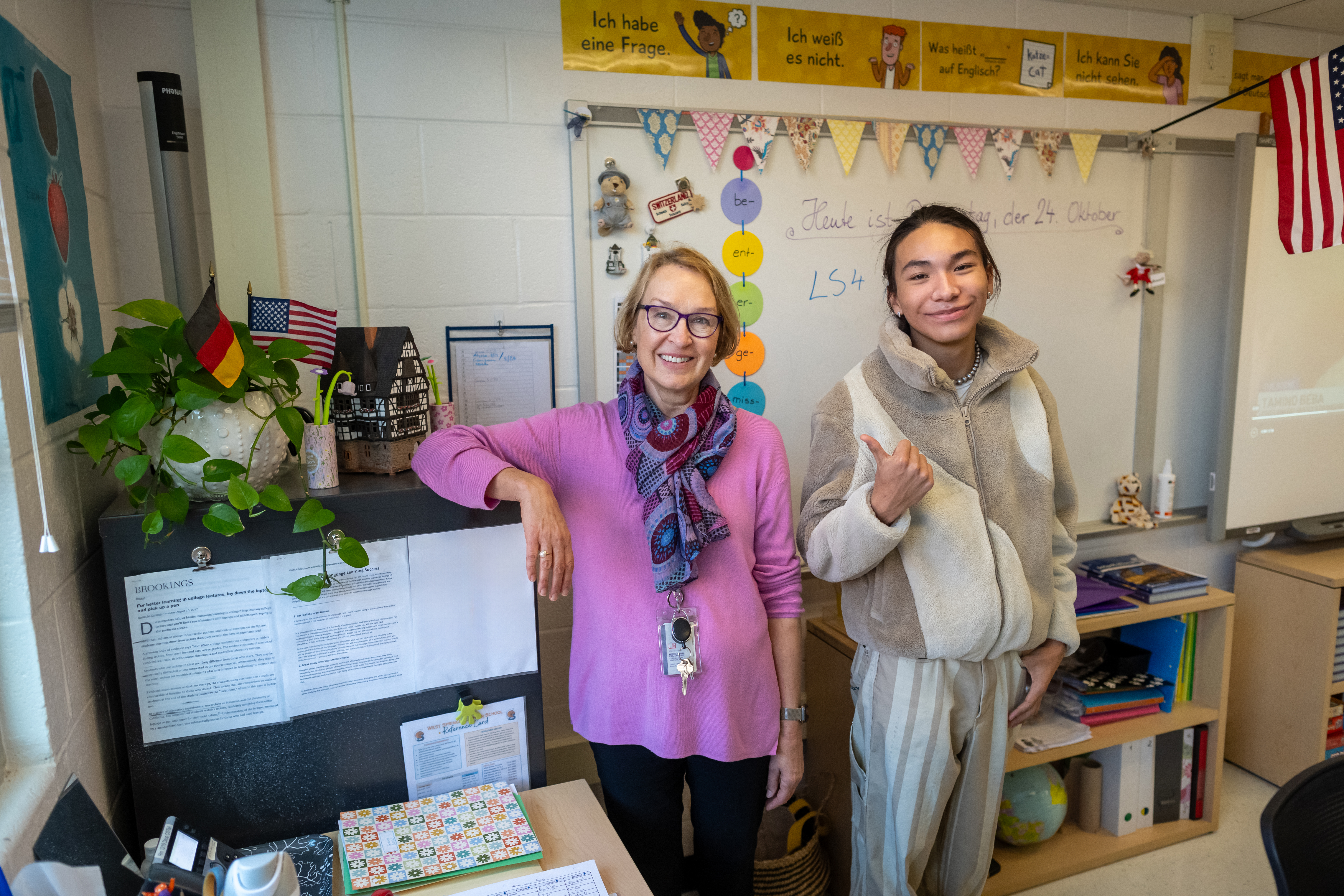 Tamino and West Springfield High School German Teacher Claudia Naworol.